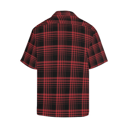 Tartan Red Black Print Design LKS303 Men's Hawaiian Shirt