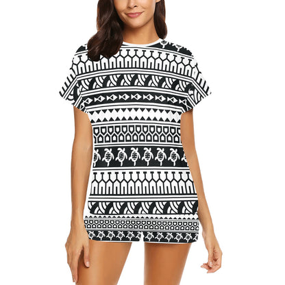 Samoan Pattern Print Design LKS303 Women's Short Pajama Set