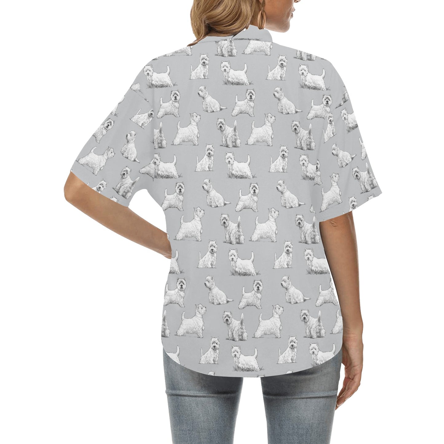 Scottish Terriers Print Design LKS3011 Women's Hawaiian Shirt