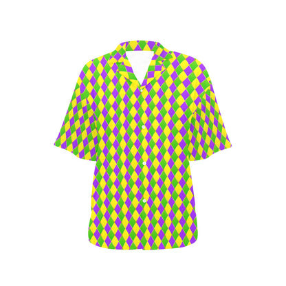 Mardi Gras Pattern Print Design 01 Women's Hawaiian Shirt