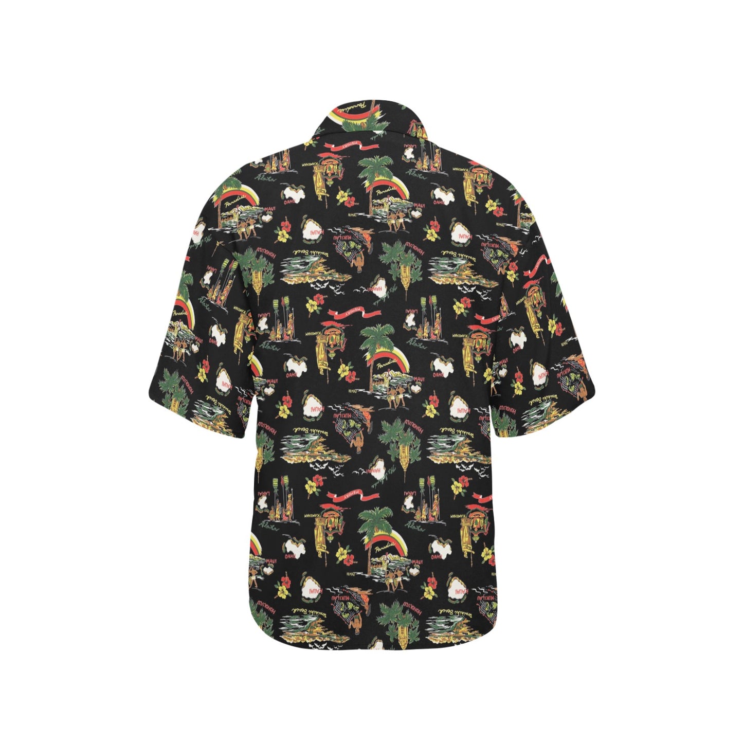 Hawaiian Island Themed Print Women's Hawaiian Shirt