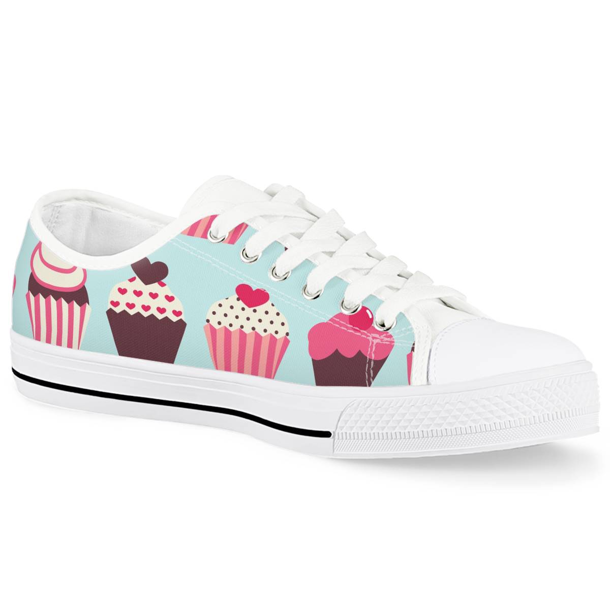 CupCake Print Pattern Women Low Top Shoes