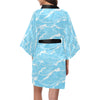 Ocean Wave Pattern Print Design A01 Women's Short Kimono