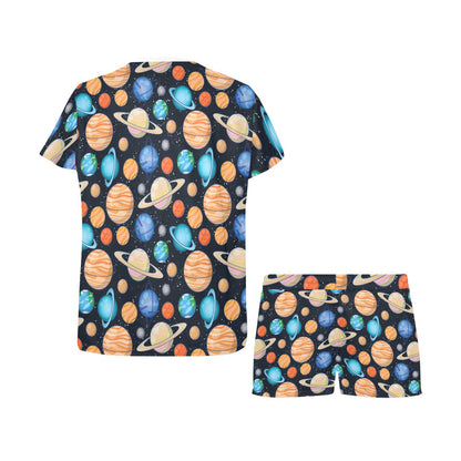 Planet Colorful Print Design LKS301 Women's Short Pajama Set