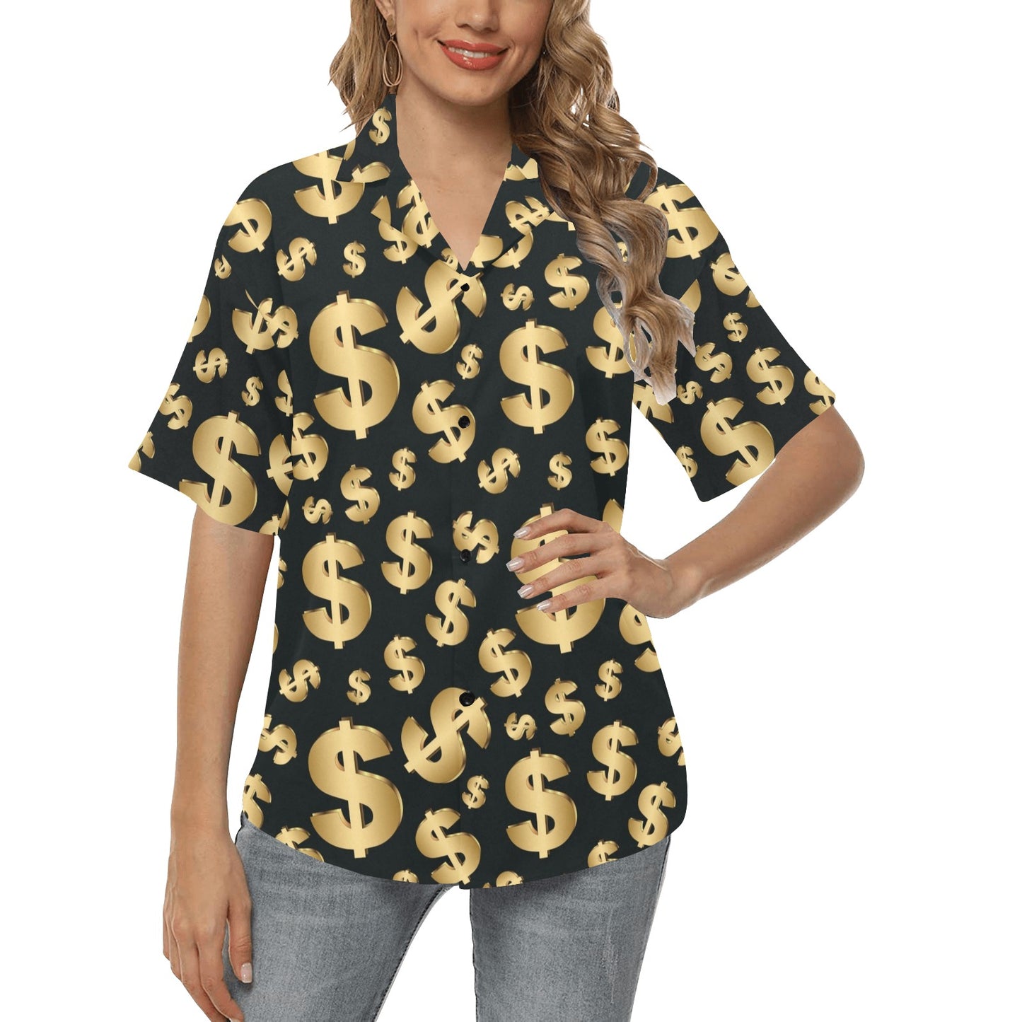 Dollar Pattern Print Design DO04 Women's Hawaiian Shirt