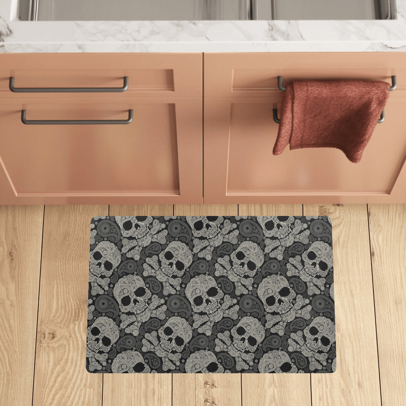 Paisley Skull Pattern Print Design A01 Kitchen Mat
