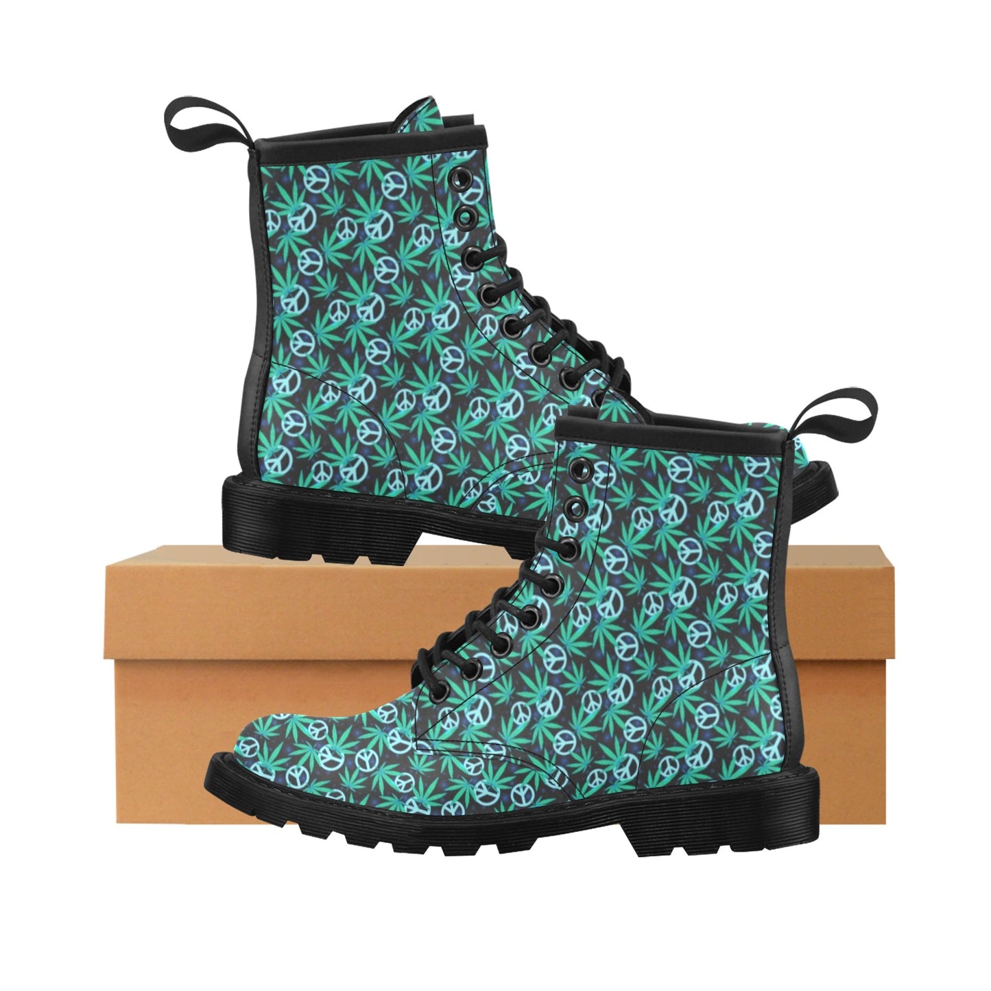 Peace Sign Themed Design Print Women's Boots