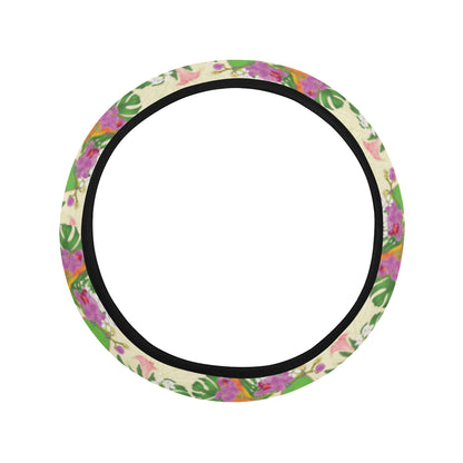 Conures Pattern Print Design 02 Steering Wheel Cover with Elastic Edge