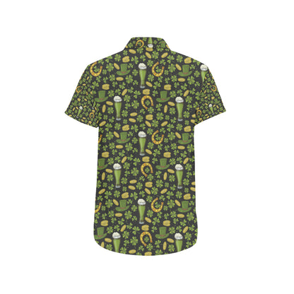 Clover St Patricks Pattern Print Design 03 Men's Short Sleeve Button Up Shirt