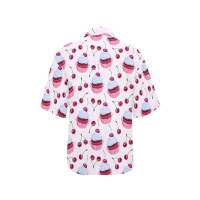 Cherry Cupcake Pink Pattern Women's Hawaiian Shirt