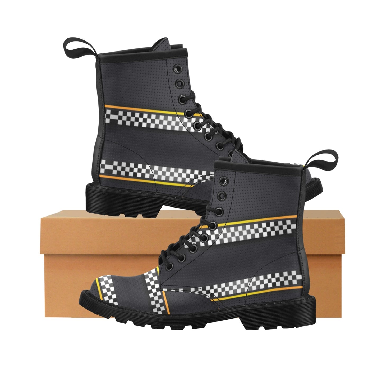 Checkered Flag Yellow Line Style Women's Boots