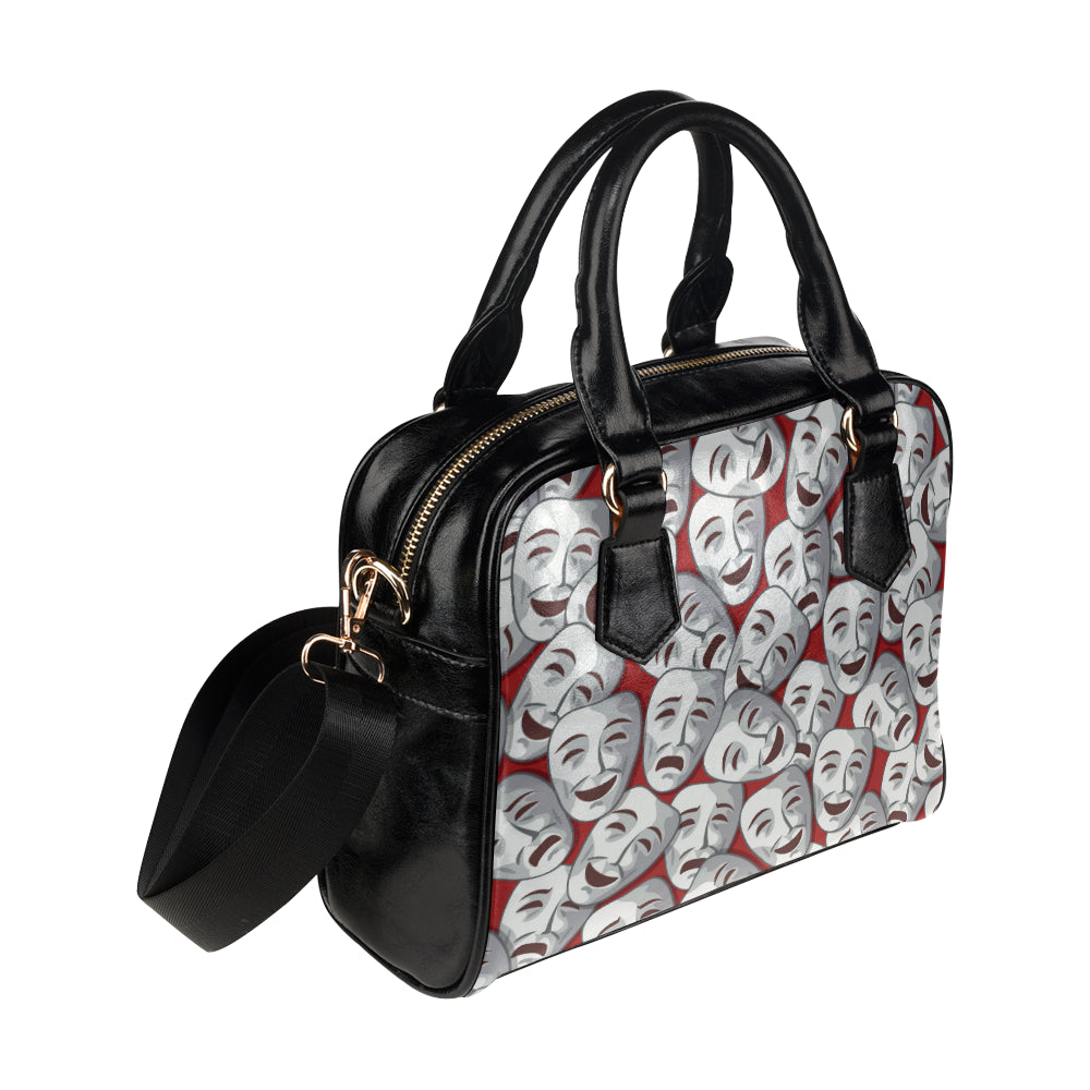 Acting Mask Pattern Print Design 01 Shoulder Handbag