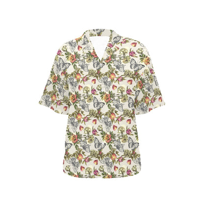 Butterfly Flower Pattern Print Design 06 Women's Hawaiian Shirt