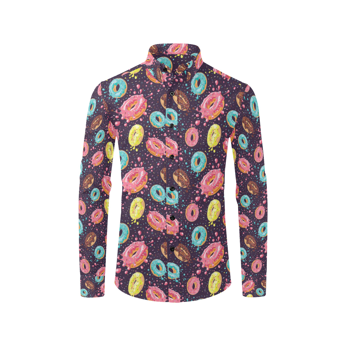 Donut Pattern Print Design DN03 Men's Long Sleeve Shirt