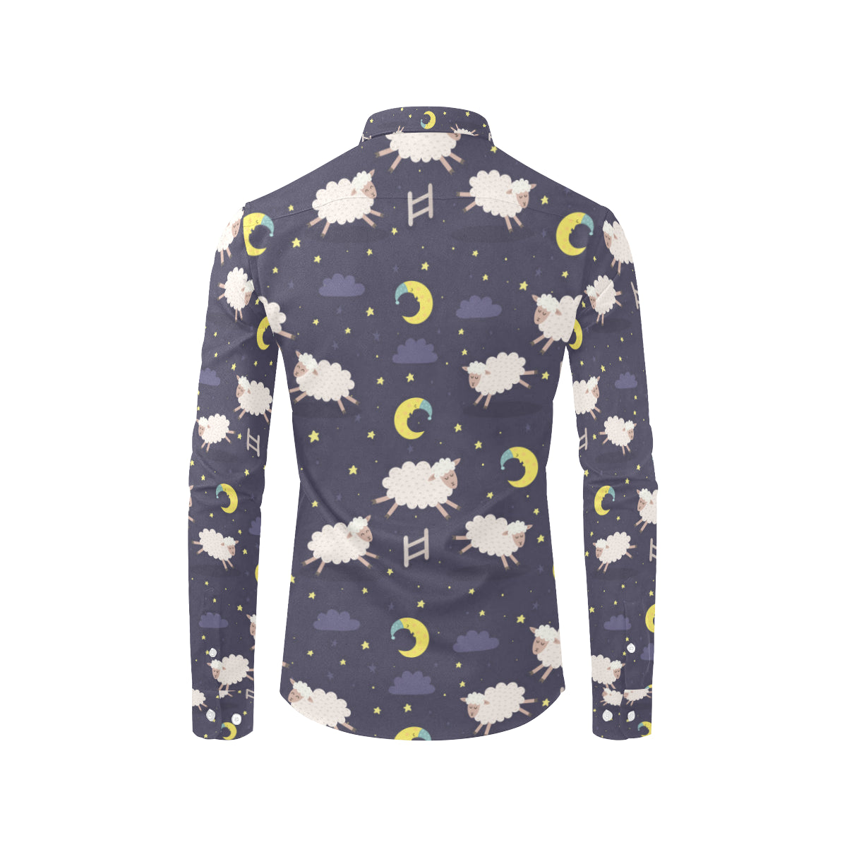 Sheep Night Pattern Print Design 02 Men's Long Sleeve Shirt