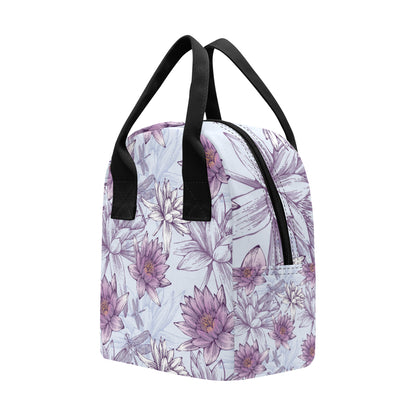 Water Lily Pattern Print Design WL01 Insulated Lunch Bag