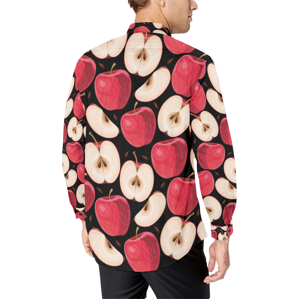 Apple Pattern Print Design AP02 Men's Long Sleeve Shirt