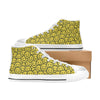 Smiley Face Emoji Print Design LKS302 High Top Women's White Shoes