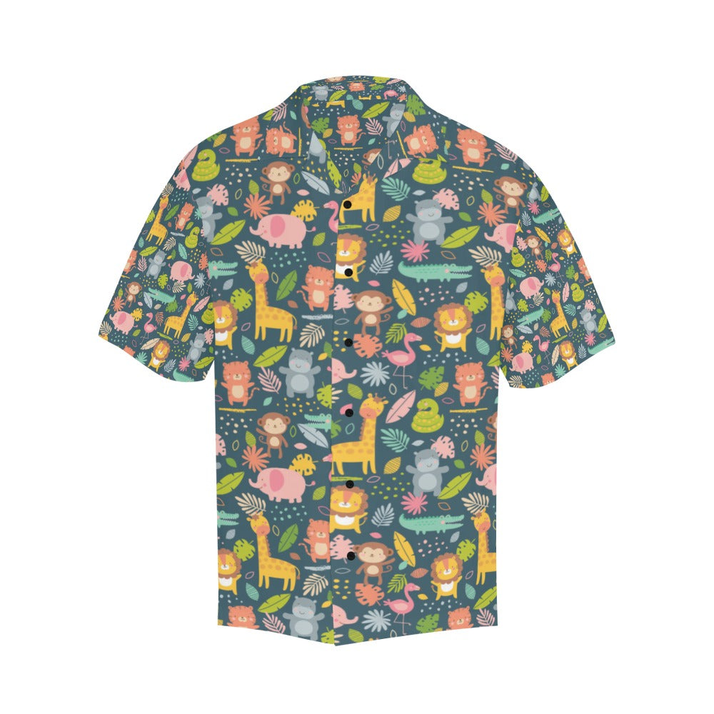 Safari Animal Cartoon Print Design LKS305 Men's Hawaiian Shirt