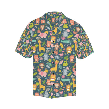 Safari Animal Cartoon Print Design LKS305 Men's Hawaiian Shirt