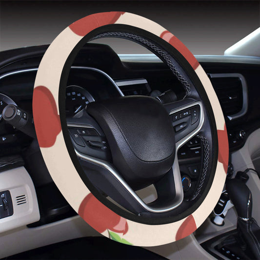 Apple Pattern Print Design AP01 Steering Wheel Cover with Elastic Edge