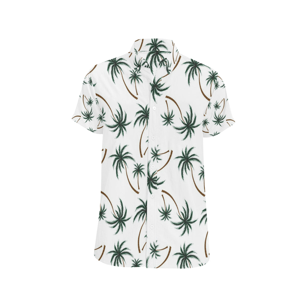 Palm Tree Pattern Print Design PT07 Men's Short Sleeve Button Up Shirt
