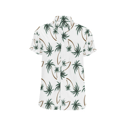 Palm Tree Pattern Print Design PT07 Men's Short Sleeve Button Up Shirt