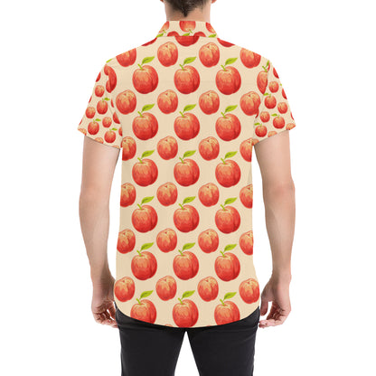 Peach Pattern Print Design A03 Men's Short Sleeve Button Up Shirt
