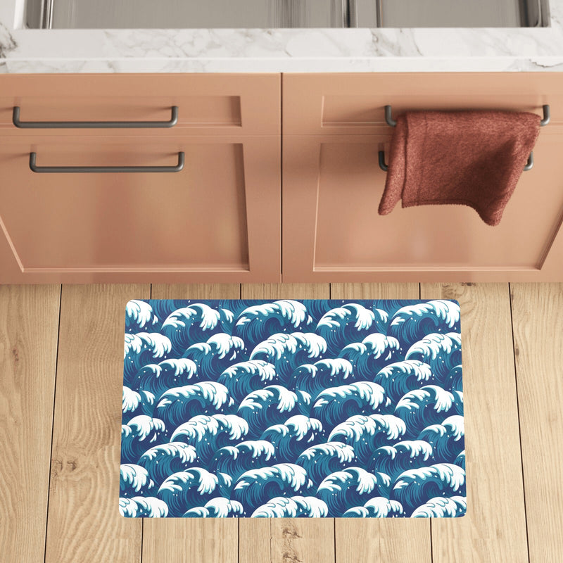 Ocean Wave Pattern Print Kitchen Mat