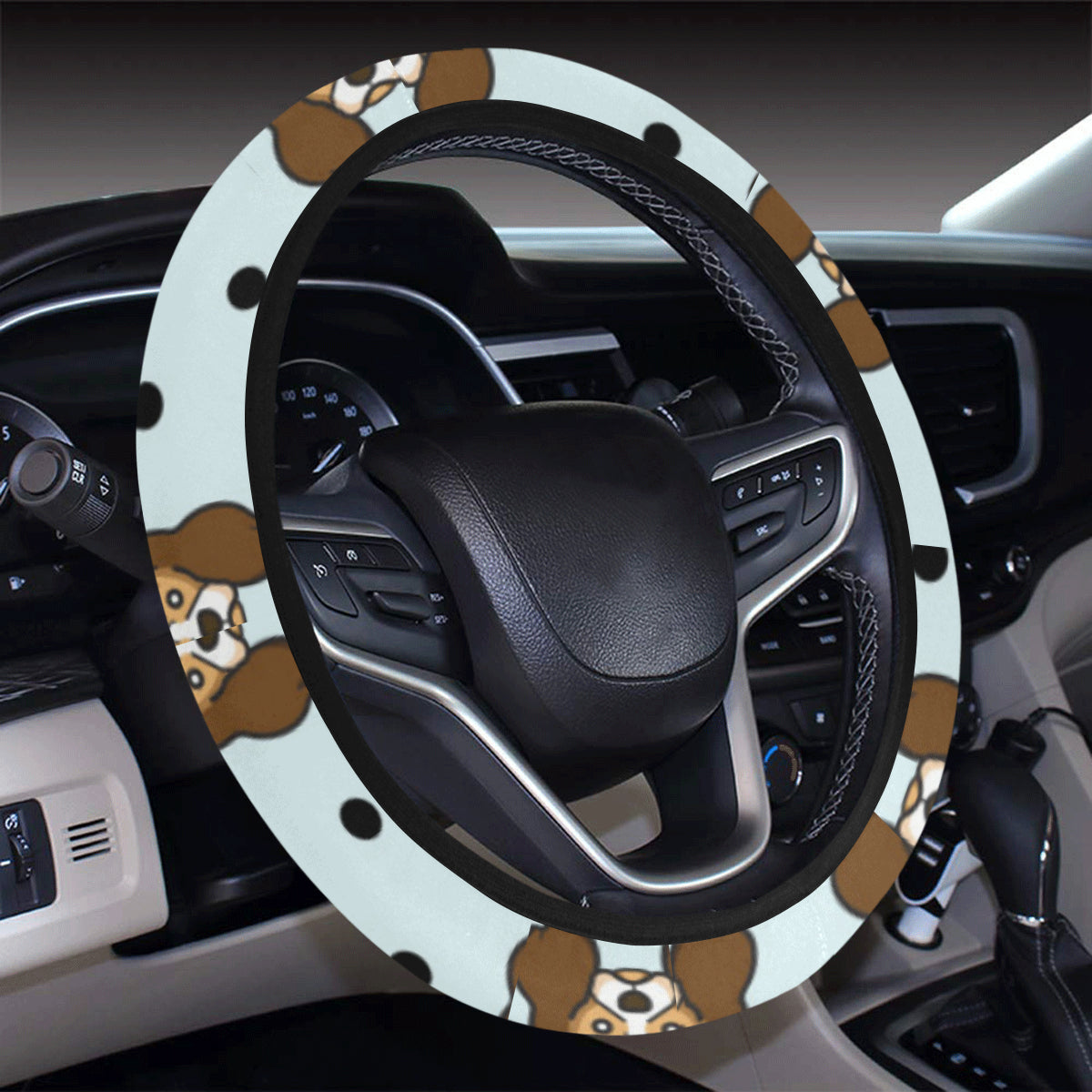 Cavalier King Charles Spaniels Pattern Print Desig Steering Wheel Cover with Elastic Edge
