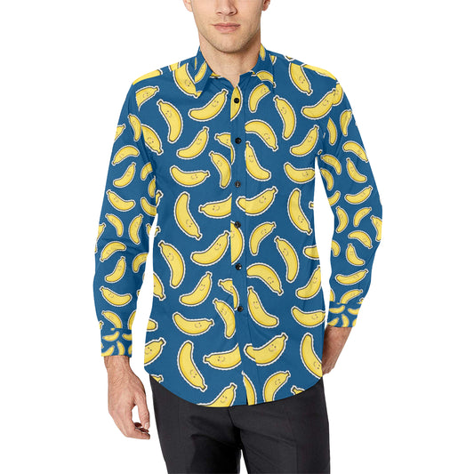 Banana Pattern Print Design BA03 Men's Long Sleeve Shirt