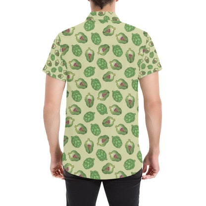 Artichoke Pattern Print Design 03 Men's Short Sleeve Button Up Shirt