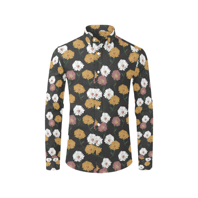 Daisy Pattern Print Design DS04 Men's Long Sleeve Shirt