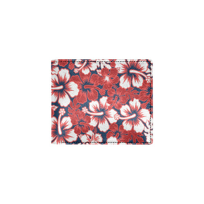 Red Hibiscus Pattern Print Design HB01 Men's ID Card Wallet