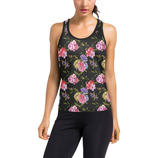 Carnations Pattern Print Design CN05 Women's Racerback Tank Top