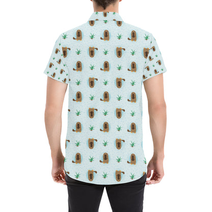 Platypus Pattern Print Design A04 Men's Short Sleeve Button Up Shirt