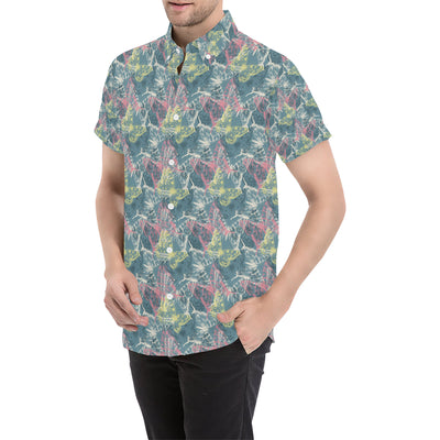 Butterfly Pattern Print Design 01 Men's Short Sleeve Button Up Shirt