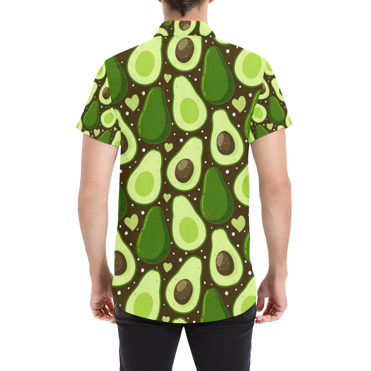 Avocado Pattern Print Design AC04 Men's Short Sleeve Button Up Shirt