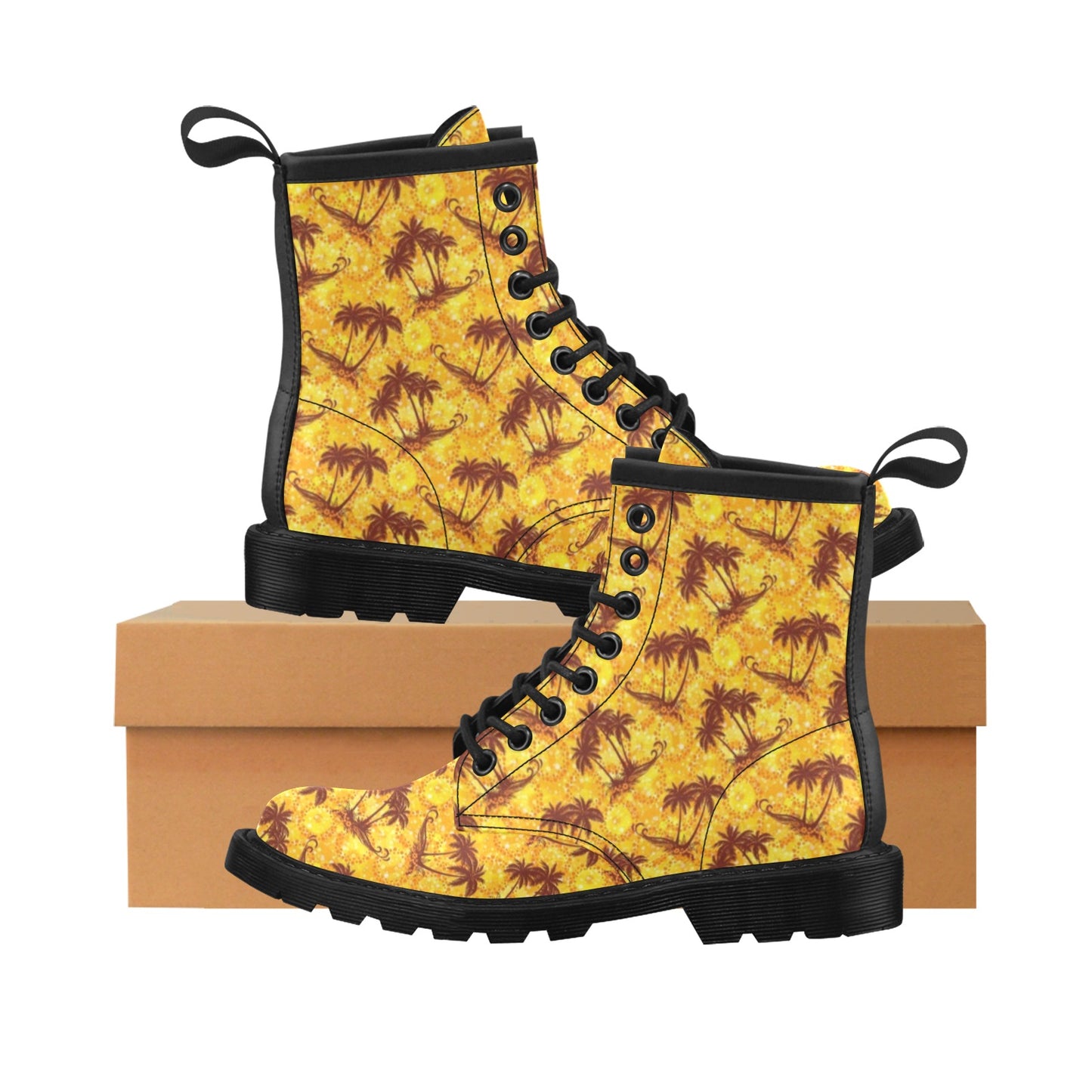 Palm Tree Pattern Print Design PT012 Women's Boots