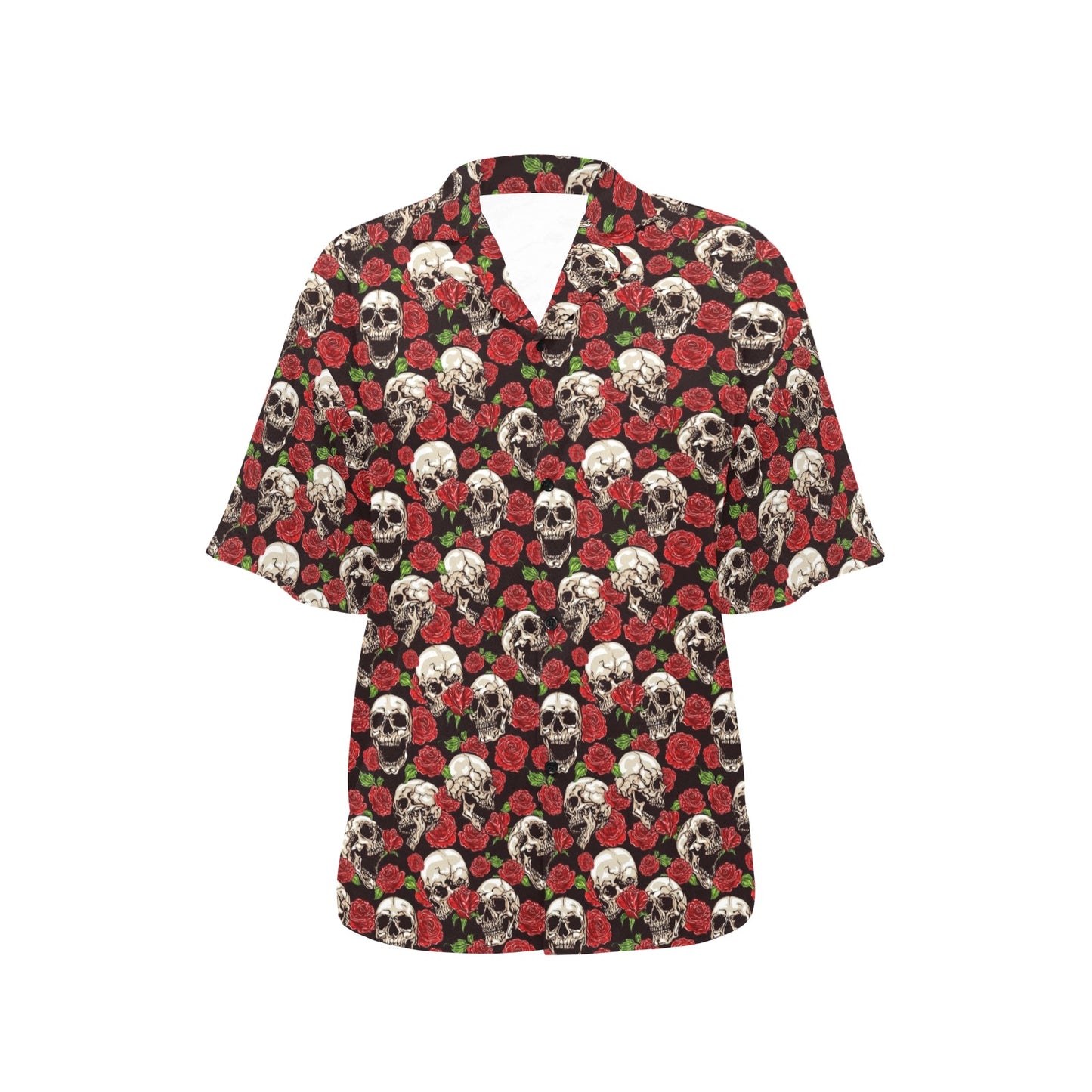 Skull Roses Design Themed Print Women's Hawaiian Shirt