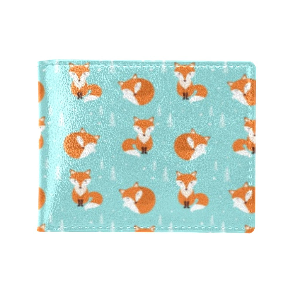 Fox Design Snow Print Pattern Men's ID Card Wallet