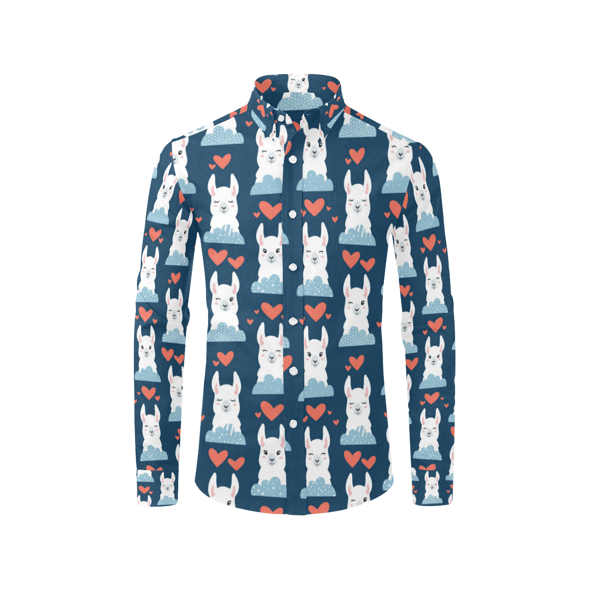 Alpaca Love Pattern Print Design 05 Men's Long Sleeve Shirt