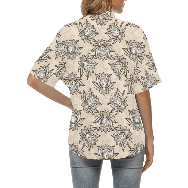 lotus Boho Pattern Print Design LO05 Women's Hawaiian Shirt