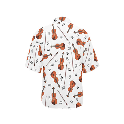 Violin Pattern Print Design 02 Women's Hawaiian Shirt
