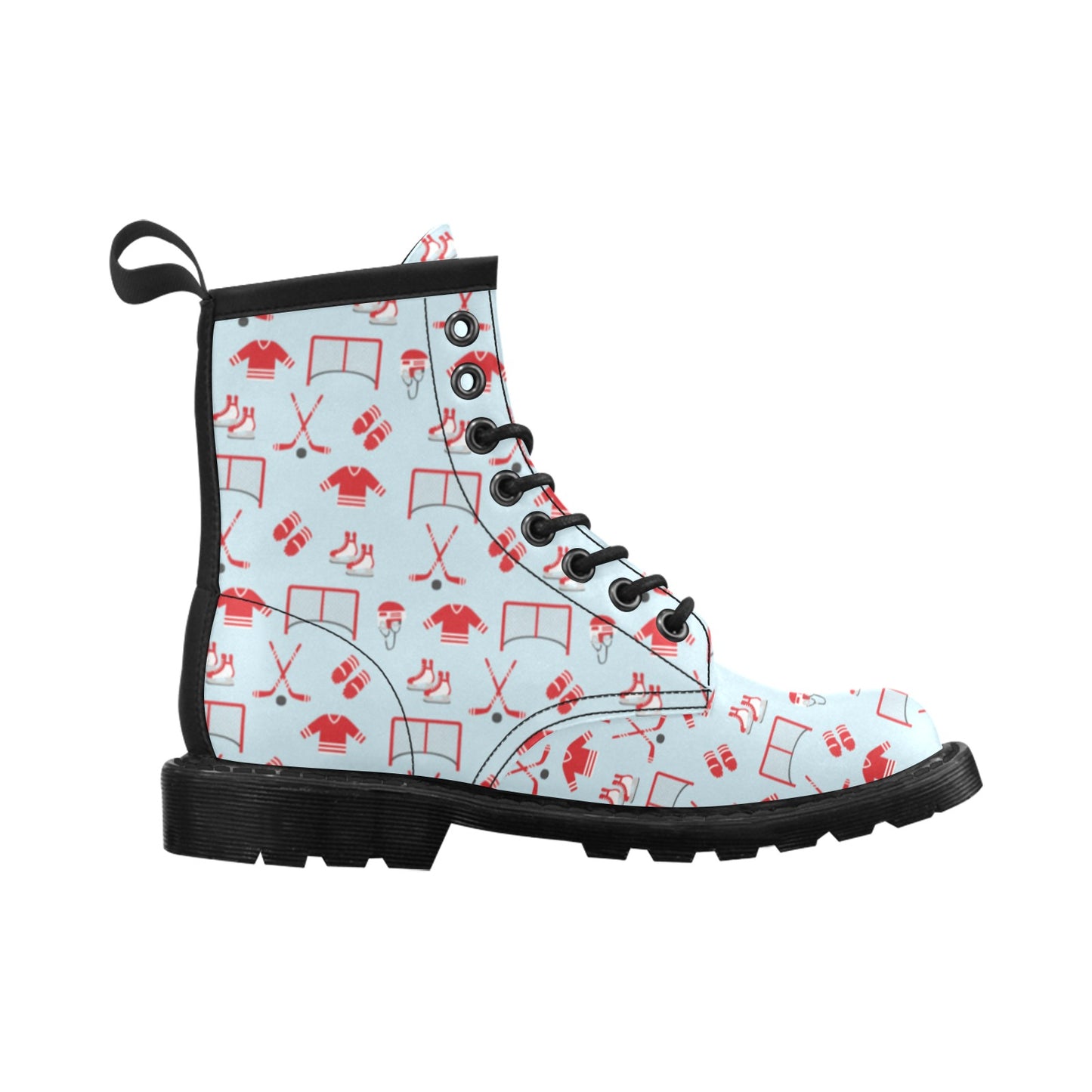 Hockey Red Equipment Print Design LKS305 Women's Boots