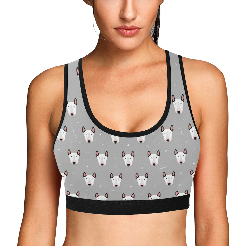 Bull Terrier Head Print Pattern Sports Bra