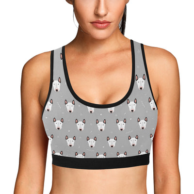 Bull Terrier Head Print Pattern Sports Bra