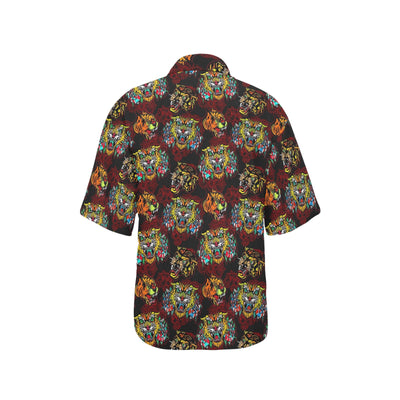 Tattoo Tiger Colorful Design Women's Hawaiian Shirt