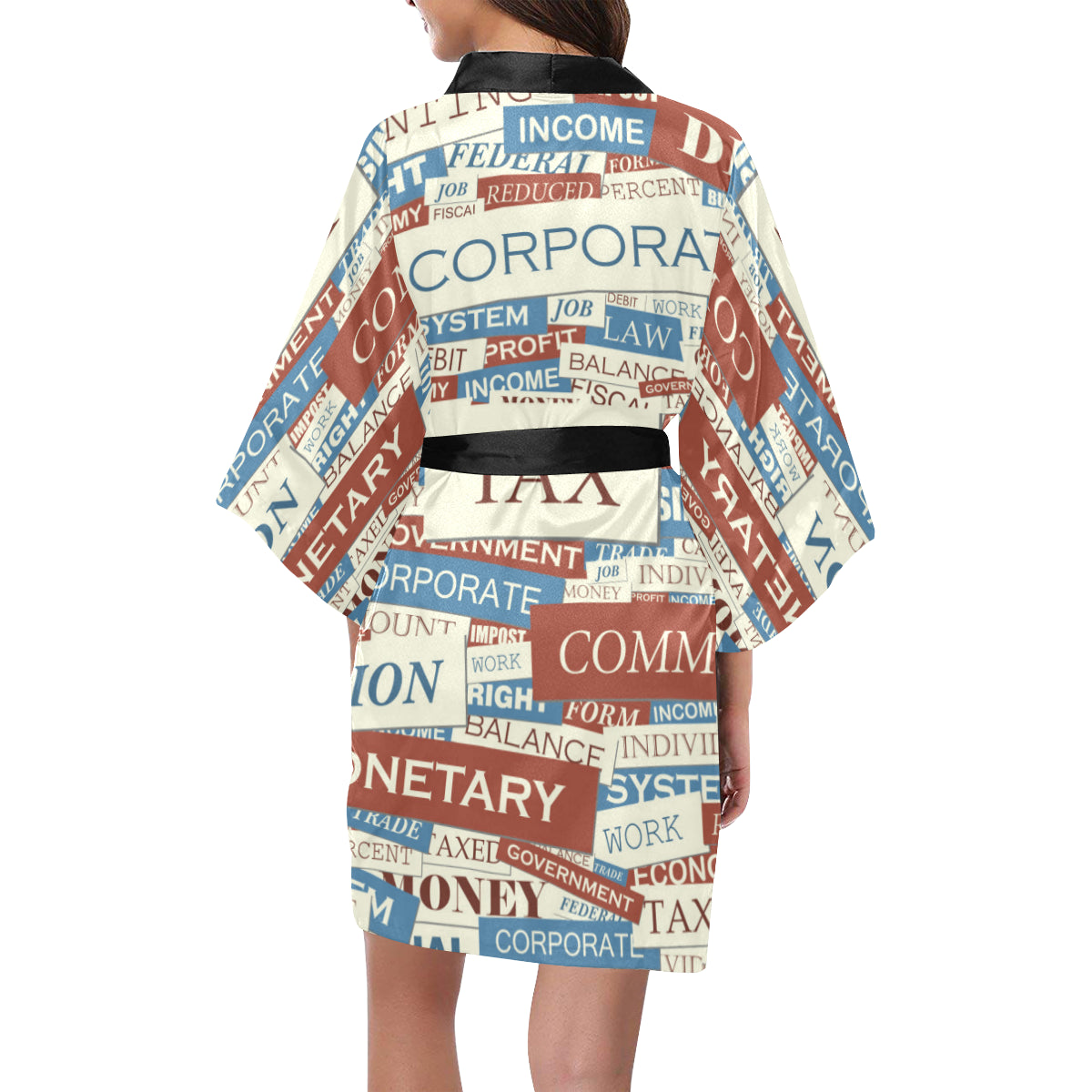 Accounting Financial Pattern Print Design 01 Women's Short Kimono
