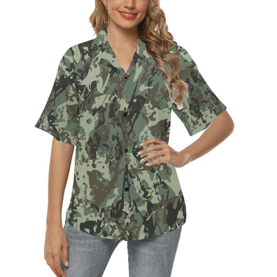 Camouflage Pattern Print Design 06 Women's Hawaiian Shirt